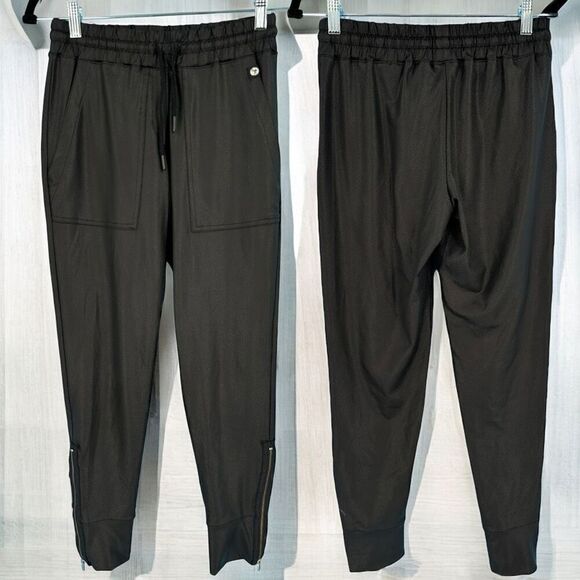 Gottex Women's Vegan Mid-Rise Drawstring Ankle Zip Jogger Pants Black‎ Size XS - Picture 1 of 13
